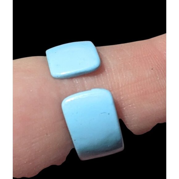 Abstract Blue Metal Enamel Finished Fashion Ring Size 8 - Picture 5 of 12